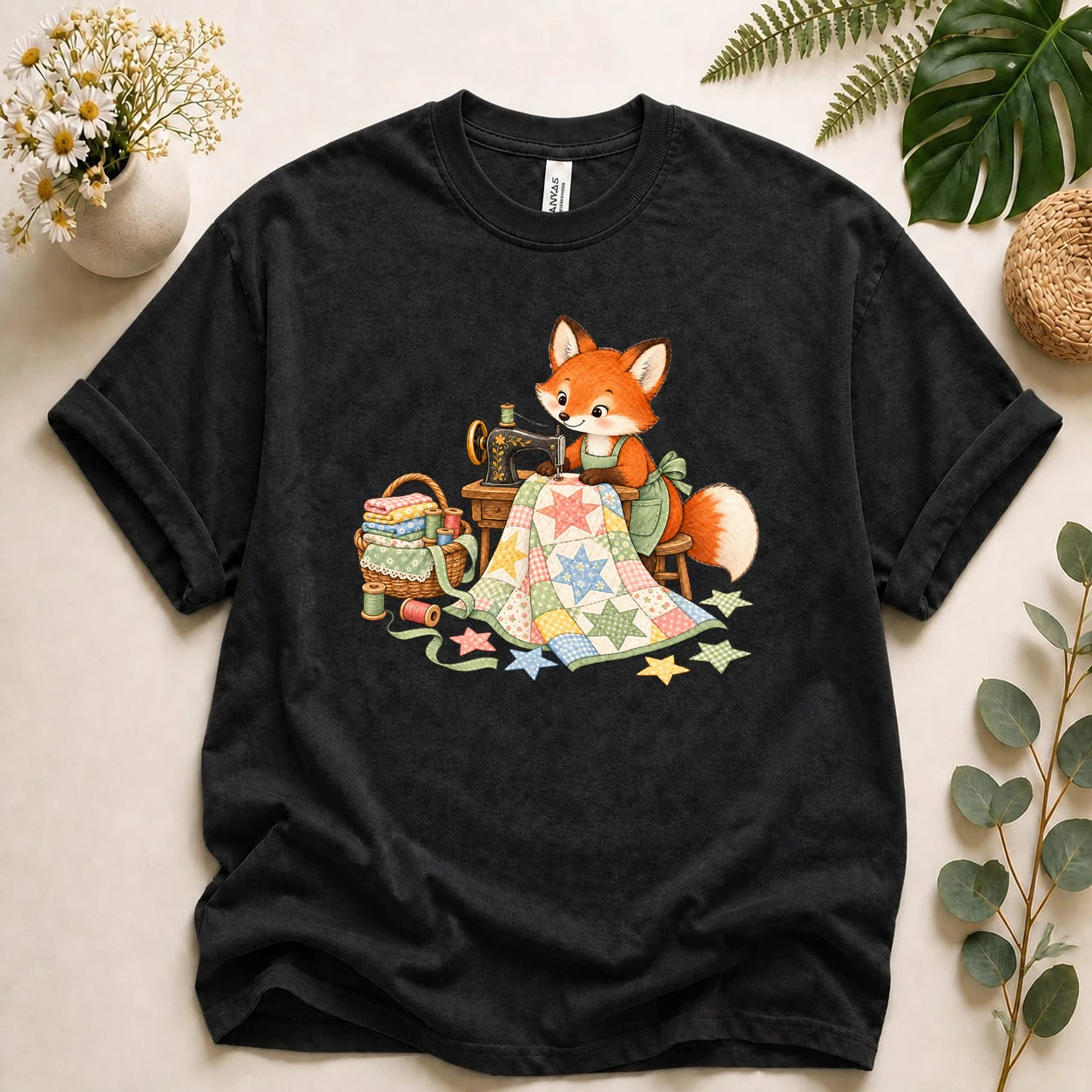 Cute Fox Sewing – Quilter Gift, Patchwork & Sewing Lover T-Shirt
