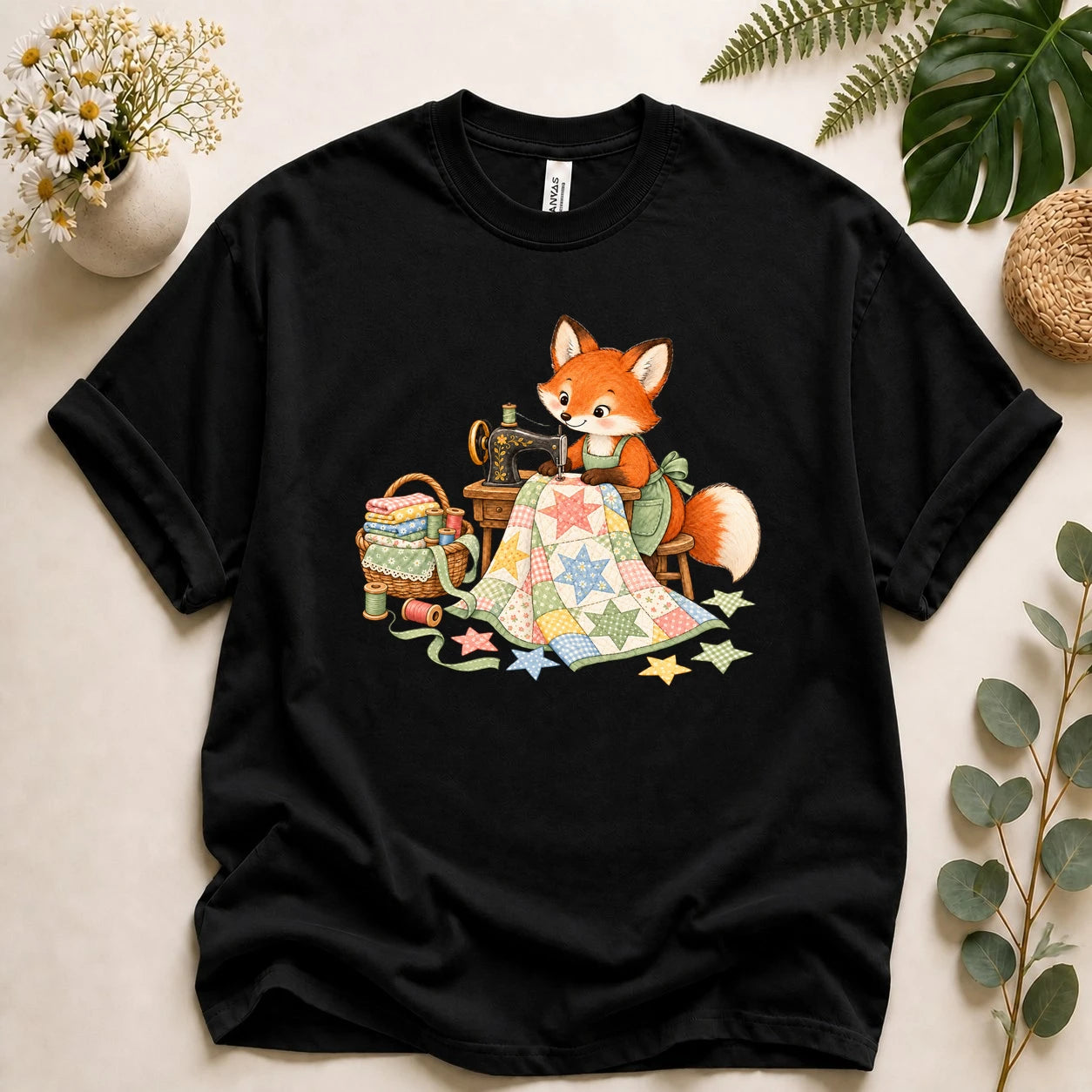 Cute Fox Sewing – Quilter Gift, Patchwork & Sewing Lover T-Shirt