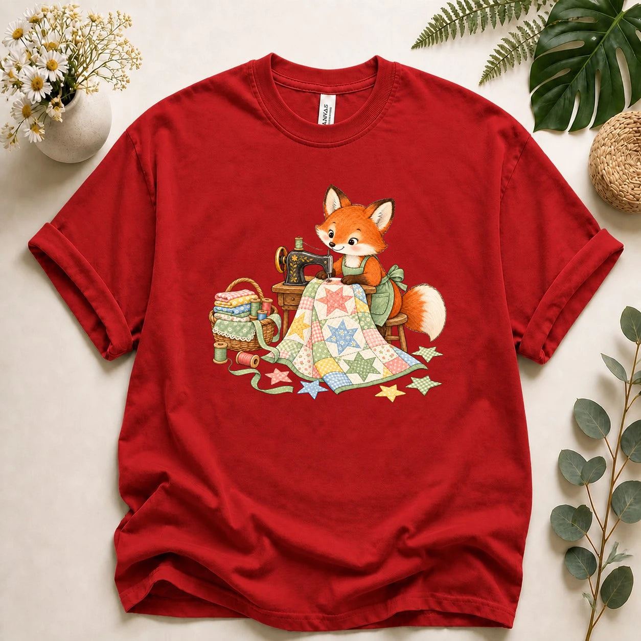 Cute Fox Sewing – Quilter Gift, Patchwork & Sewing Lover T-Shirt