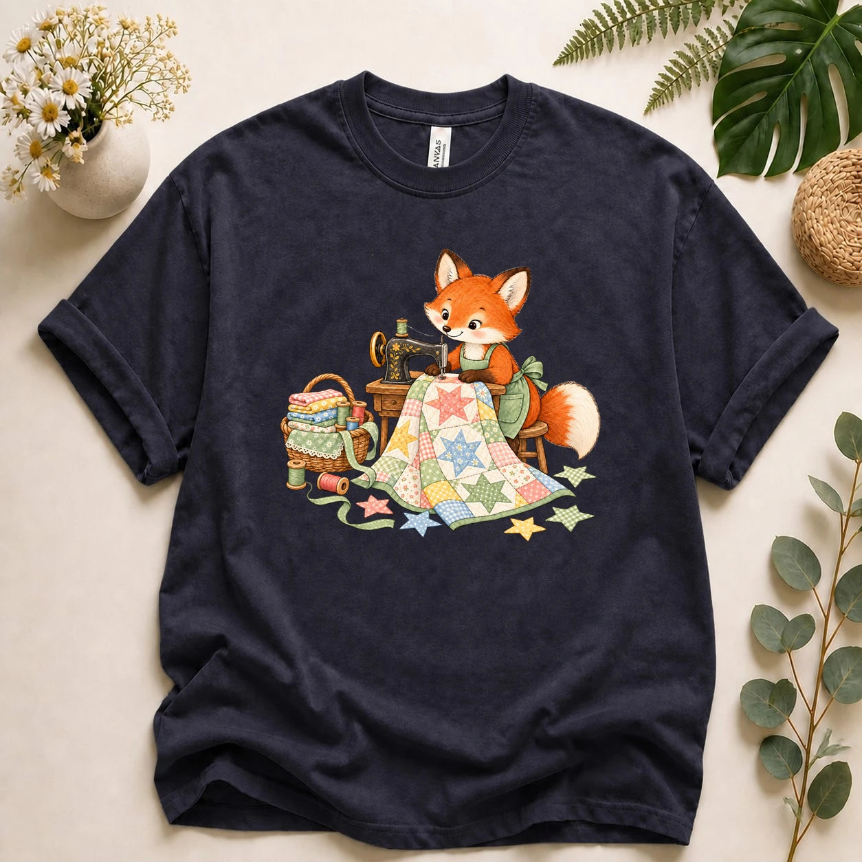Cute Fox Sewing – Quilter Gift, Patchwork & Sewing Lover T-Shirt