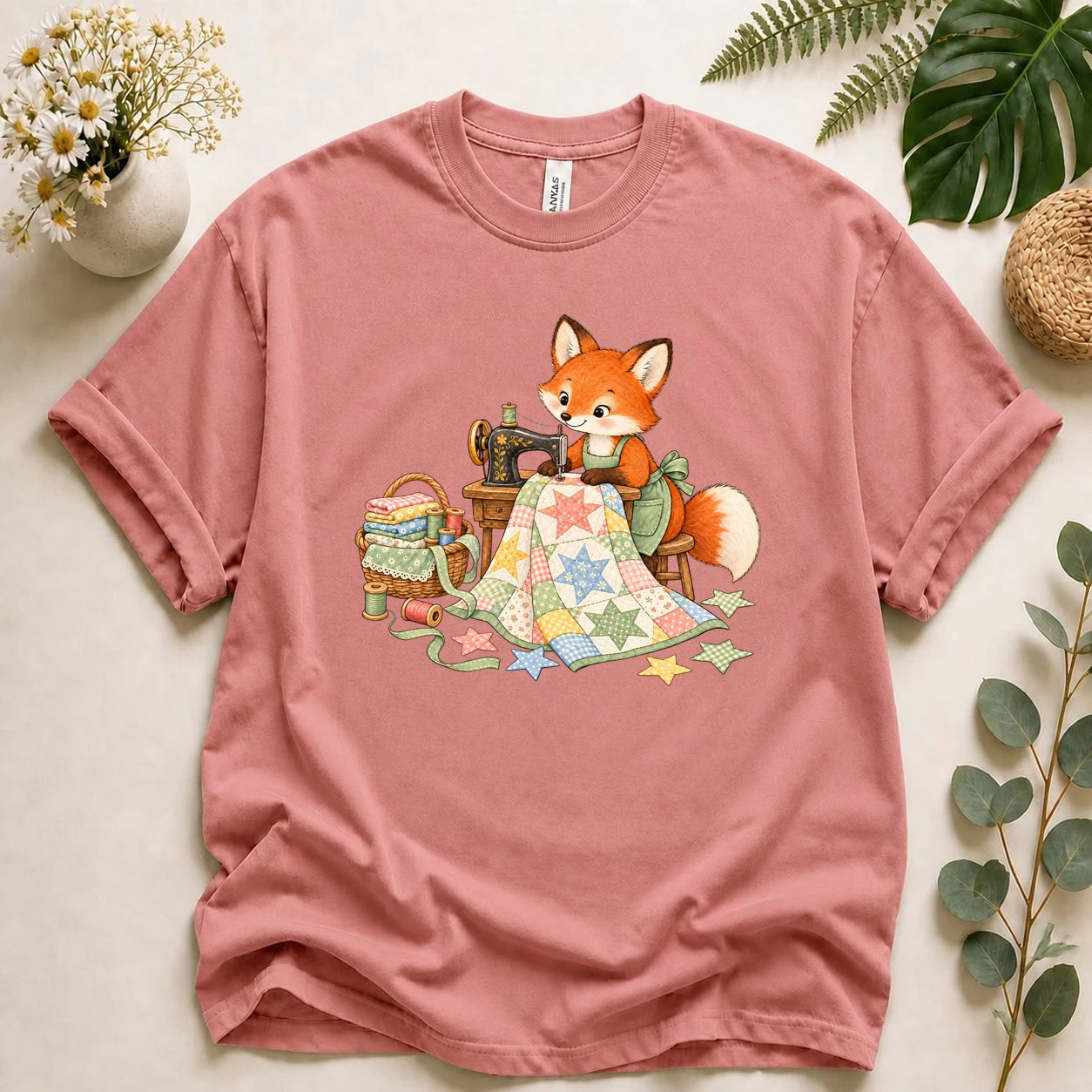 Cute Fox Sewing – Quilter Gift, Patchwork & Sewing Lover T-Shirt