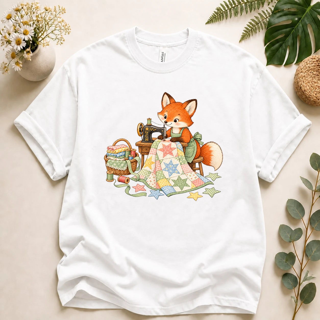 Cute Fox Sewing – Quilter Gift, Patchwork & Sewing Lover T-Shirt