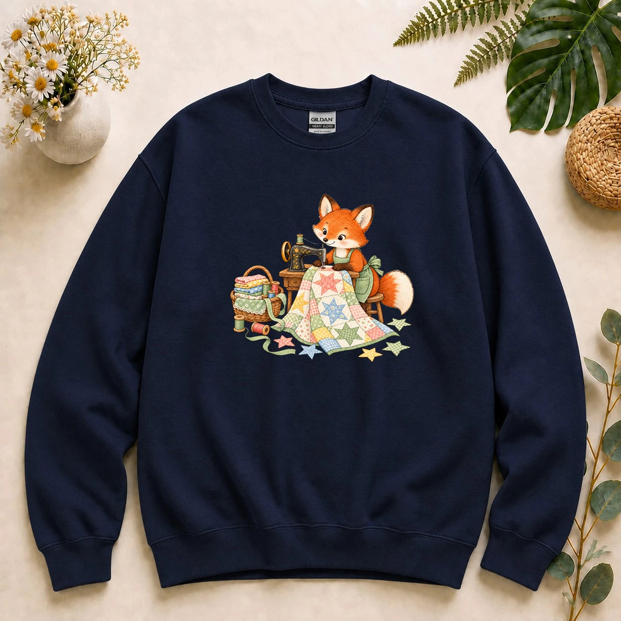 Cute Fox Sewing – Quilter Gift, Patchwork & Sewing Lover Sweatshirt