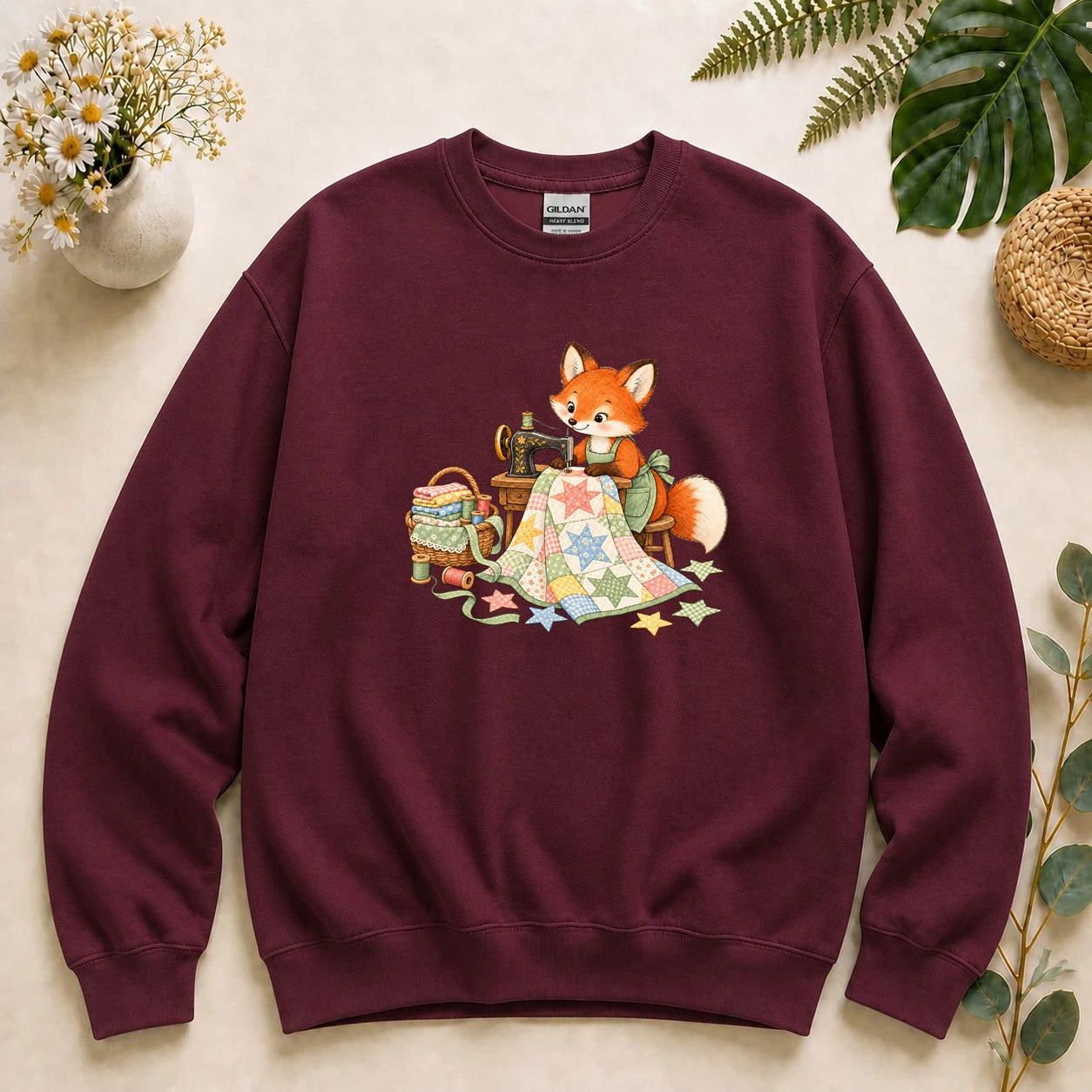 Cute Fox Sewing – Quilter Gift, Patchwork & Sewing Lover Sweatshirt