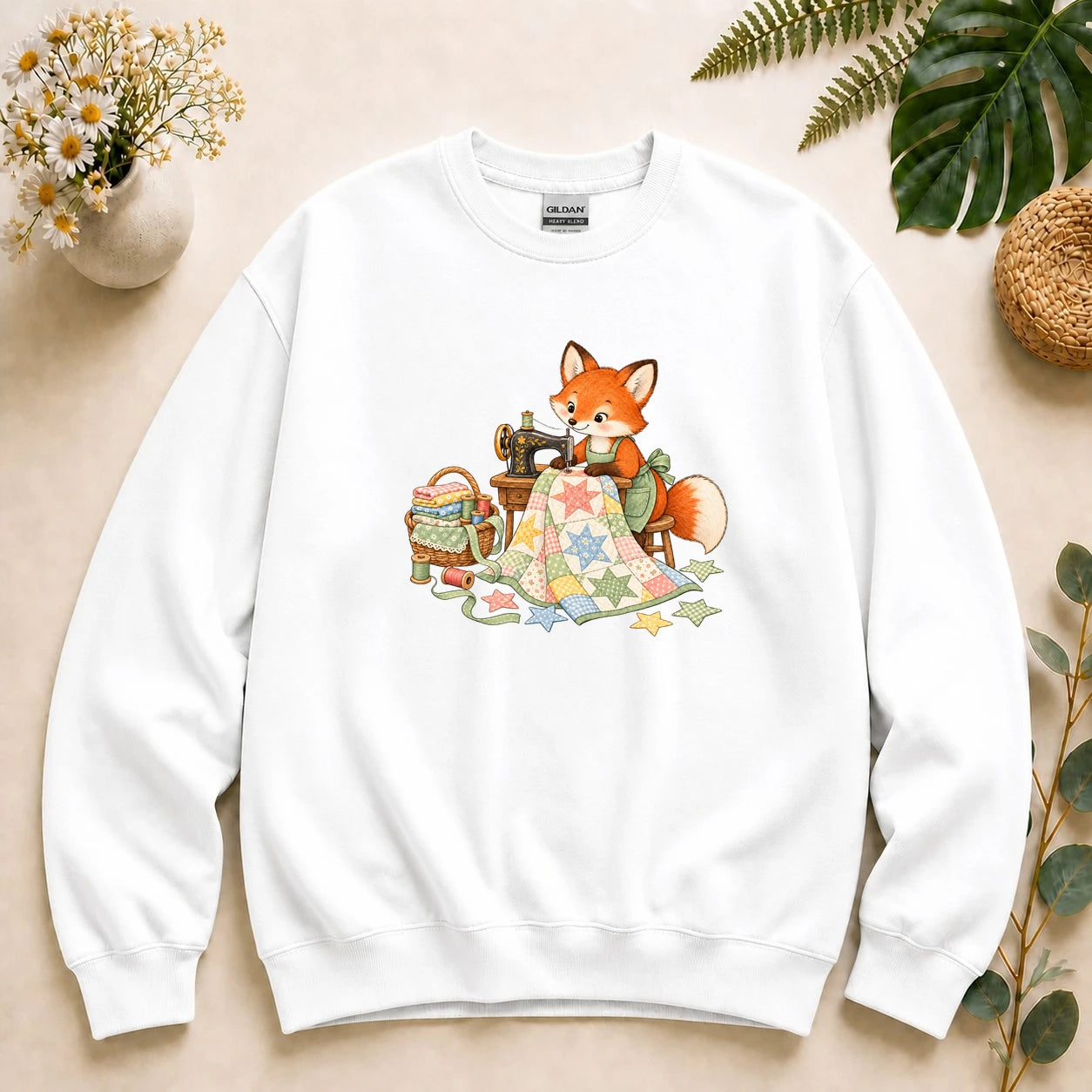 Cute Fox Sewing – Quilter Gift, Patchwork & Sewing Lover Sweatshirt