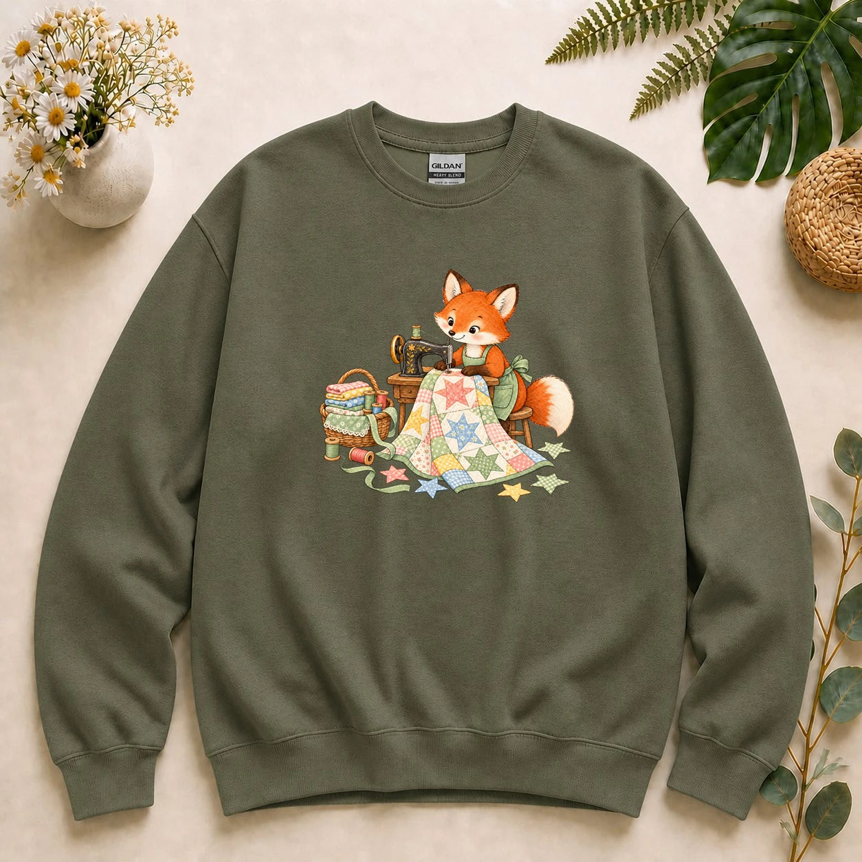 Cute Fox Sewing – Quilter Gift, Patchwork & Sewing Lover Sweatshirt