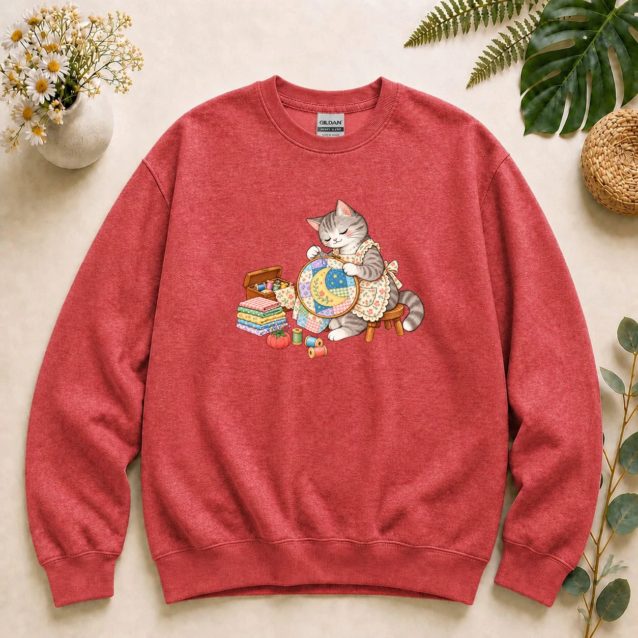 Cute Cat Embroidery – Sewing Lover Gift, Patchwork & Craft Lover Sweatshirt