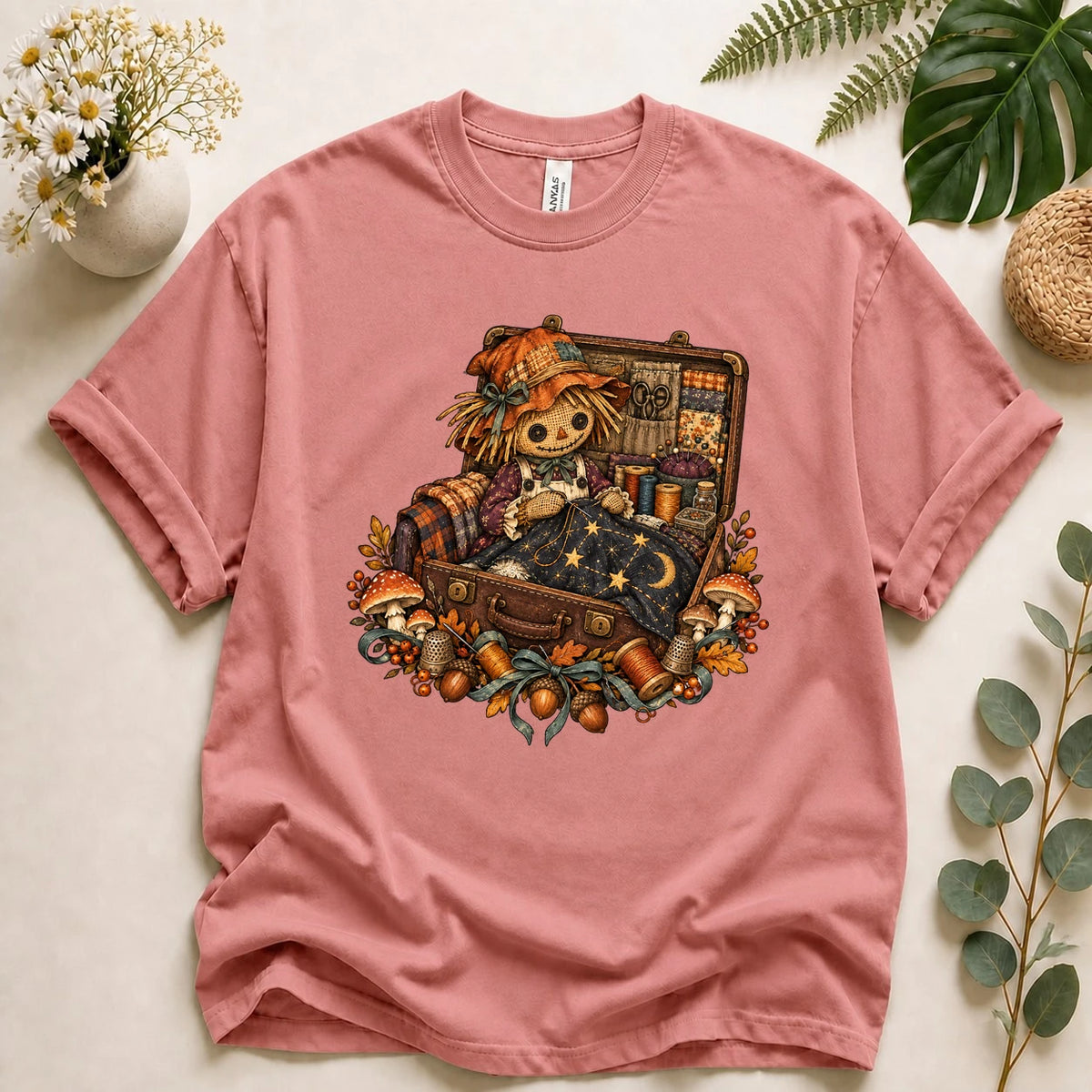 Scarecrow Sewing – Autumn Quilter Gift, Vintage Cottagecore Crafter T-Shirt