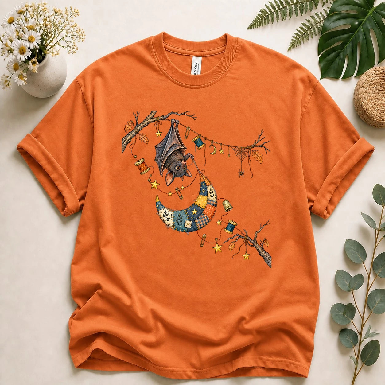 Bat Sewing Moon – Halloween Quilter Gift, Patchwork Crafter T-Shirt