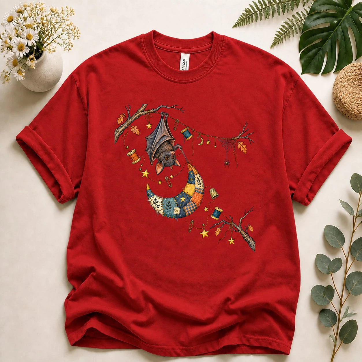 Bat Sewing Moon – Halloween Quilter Gift, Patchwork Crafter T-Shirt