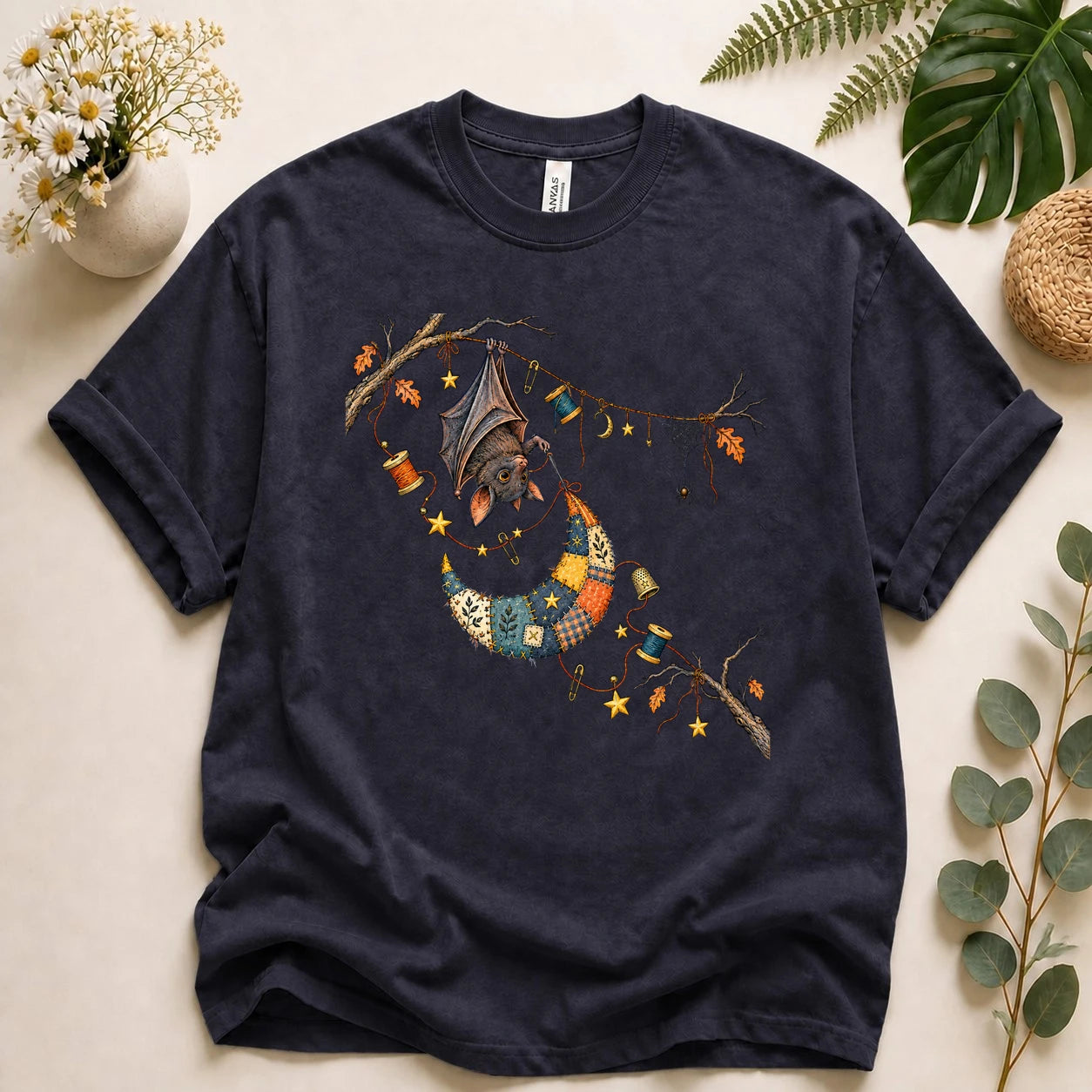 Bat Sewing Moon – Halloween Quilter Gift, Patchwork Crafter T-Shirt