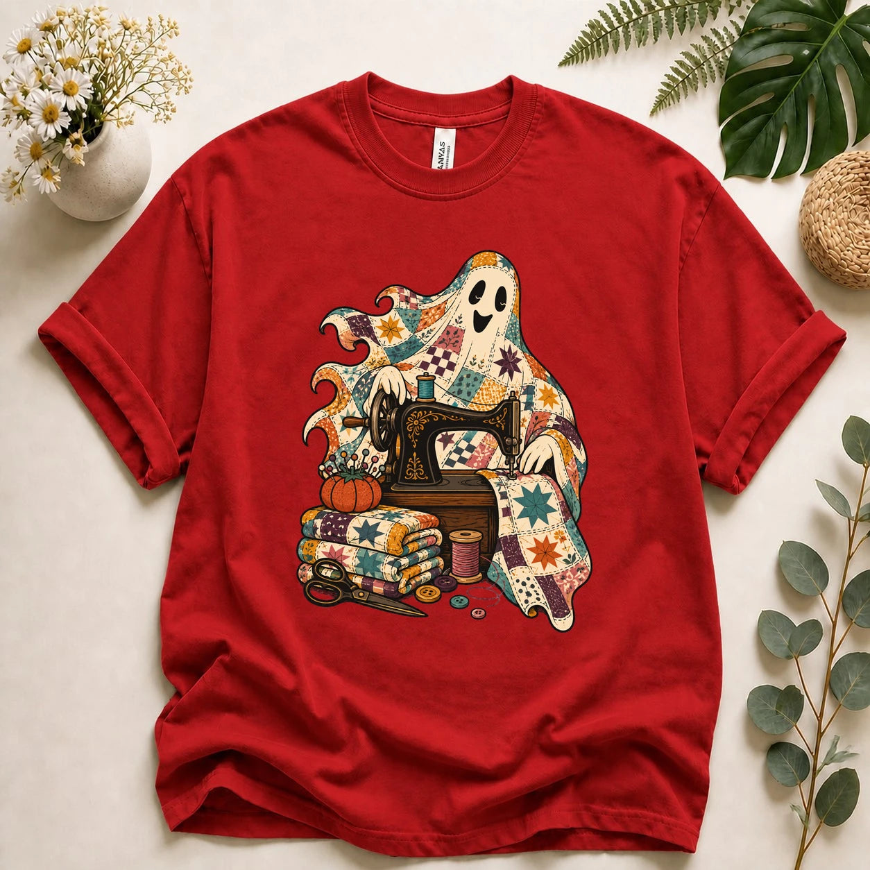 Ghost Quilting Sewing – Halloween Quilter Gift, Patchwork Crafter T-Shirt