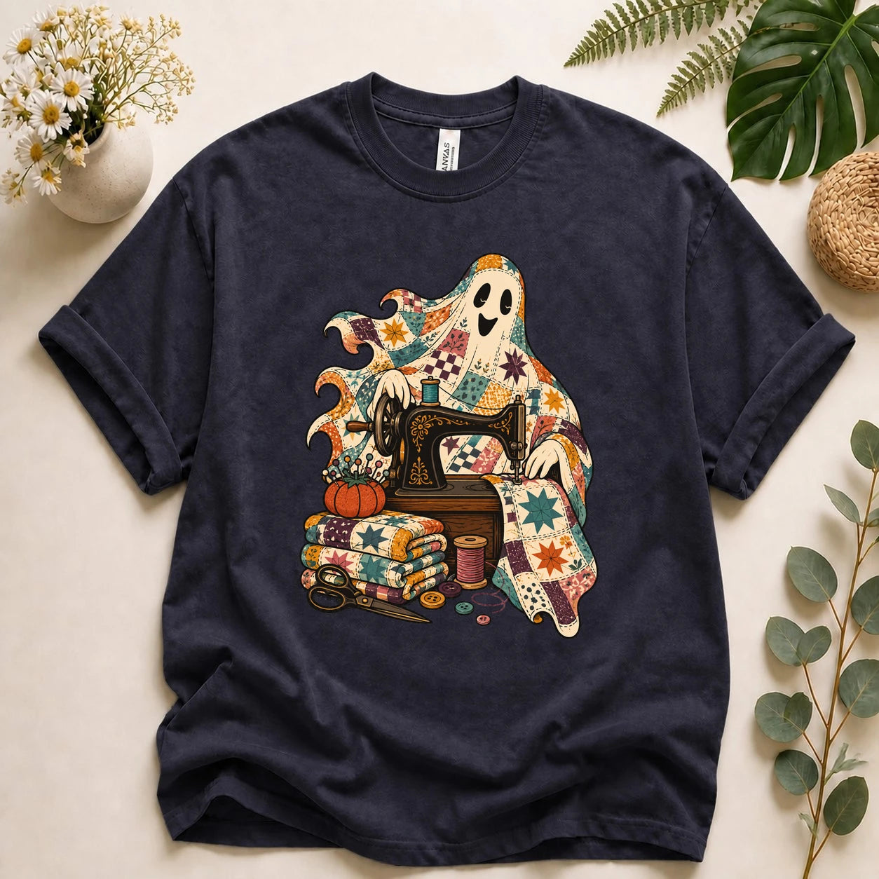 Ghost Quilting Sewing – Halloween Quilter Gift, Patchwork Crafter T-Shirt