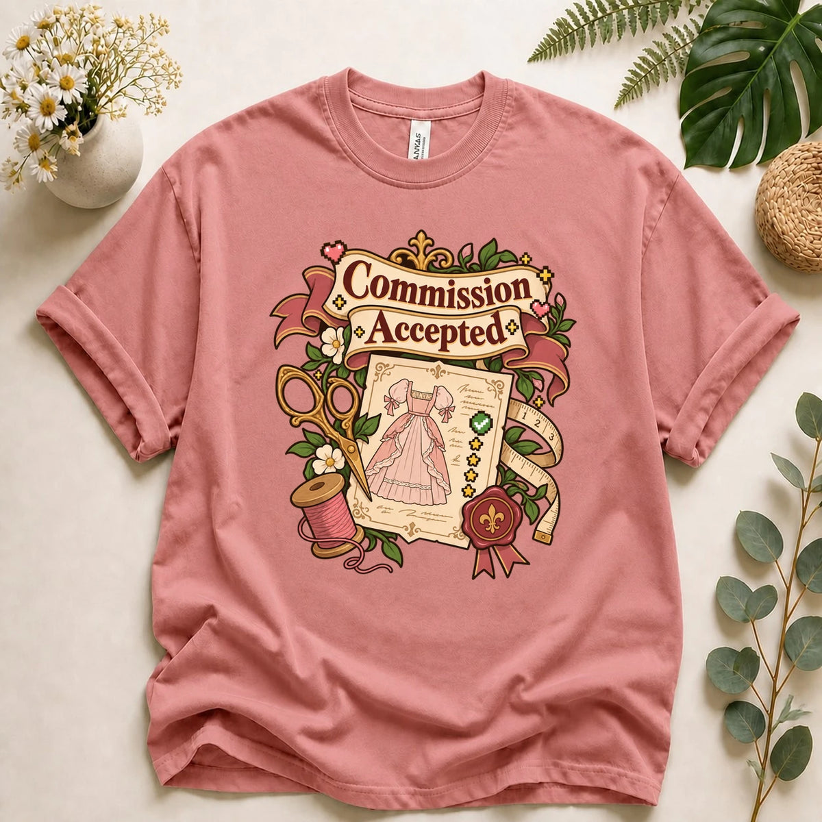 Commission Accepted Shirt, Dressmaker Sewing Tee, Cozy Gamer Seamstress Gift, Custom Sewing Business Shirt T-Shirt