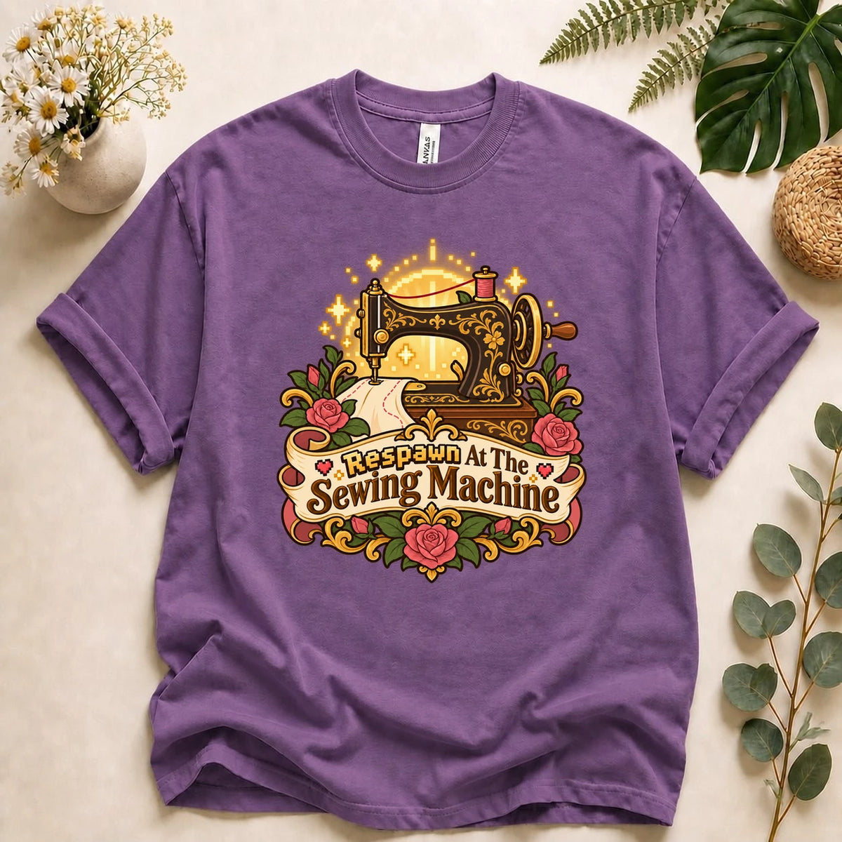 Respawn At The Sewing Machine Shirt, Gamer Sewing Tee, Cozy Gamer Gift, Vintage Sewing Machine Shirt T-Shirt
