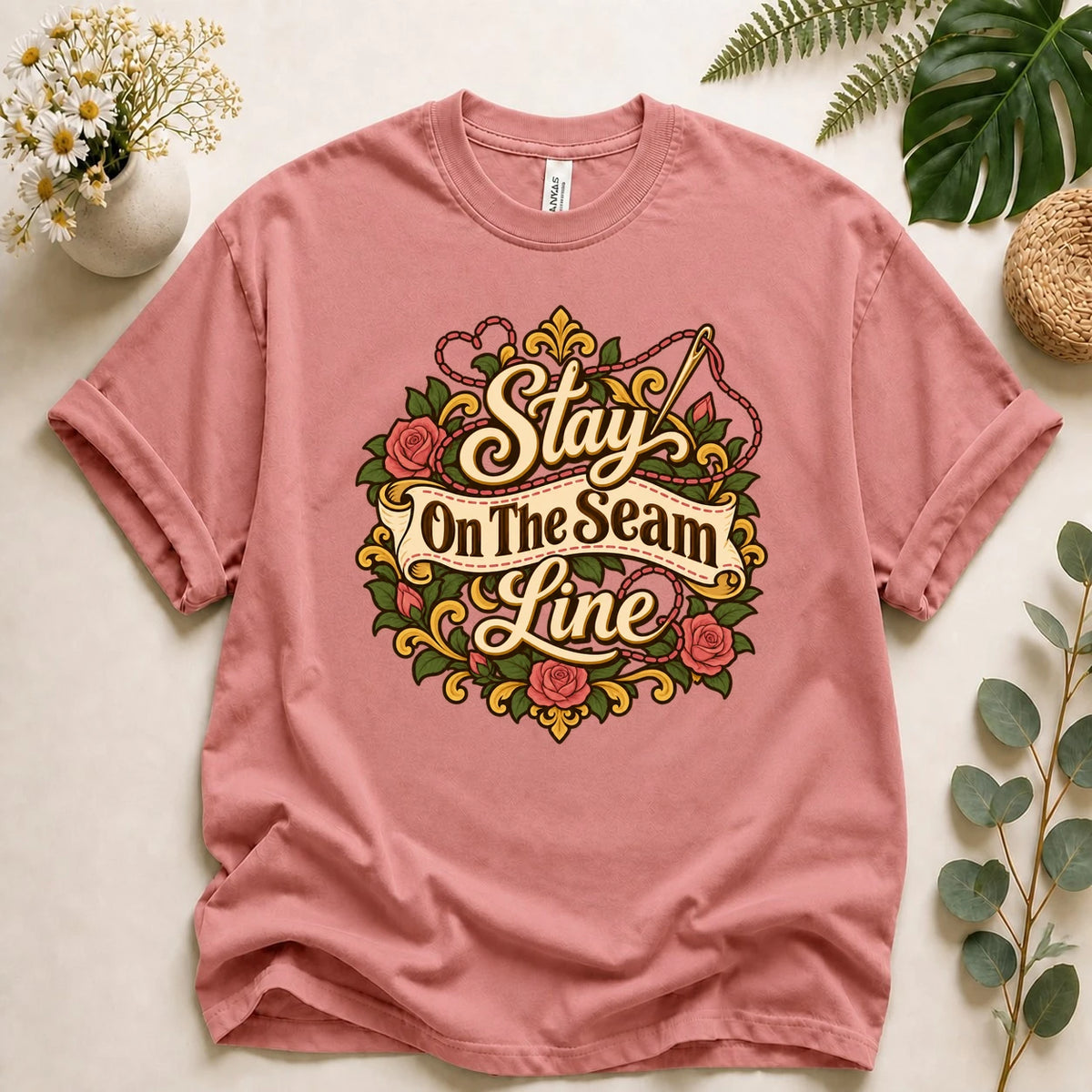 Stay On The Seam Line Shirt, Funny Sewing Tee, Sewing Machine Lover Gift, Seamstress Shirt, Quilter Gift T-Shirt