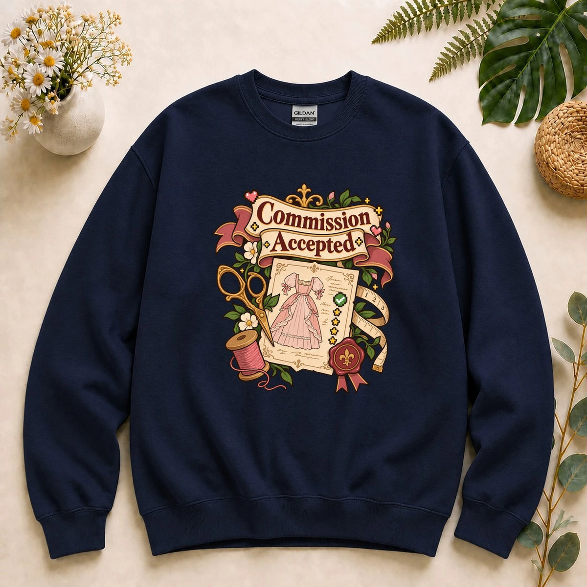 Commission Accepted Shirt, Dressmaker Sewing Tee, Cozy Gamer Seamstress Gift, Custom Sewing Business Shirt Sweatshirt