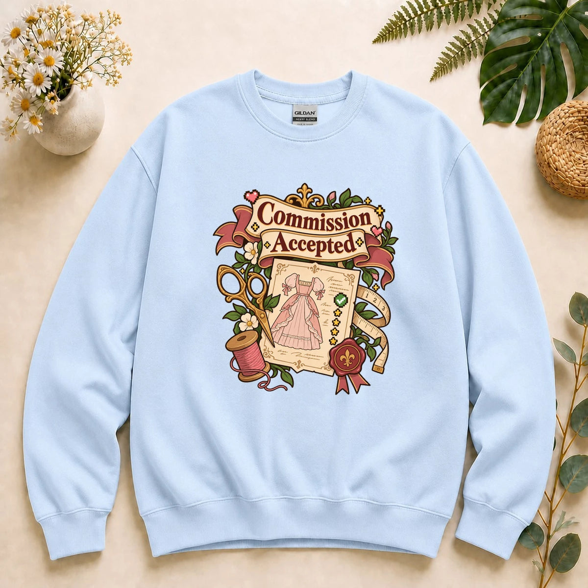 Commission Accepted Shirt, Dressmaker Sewing Tee, Cozy Gamer Seamstress Gift, Custom Sewing Business Shirt Sweatshirt