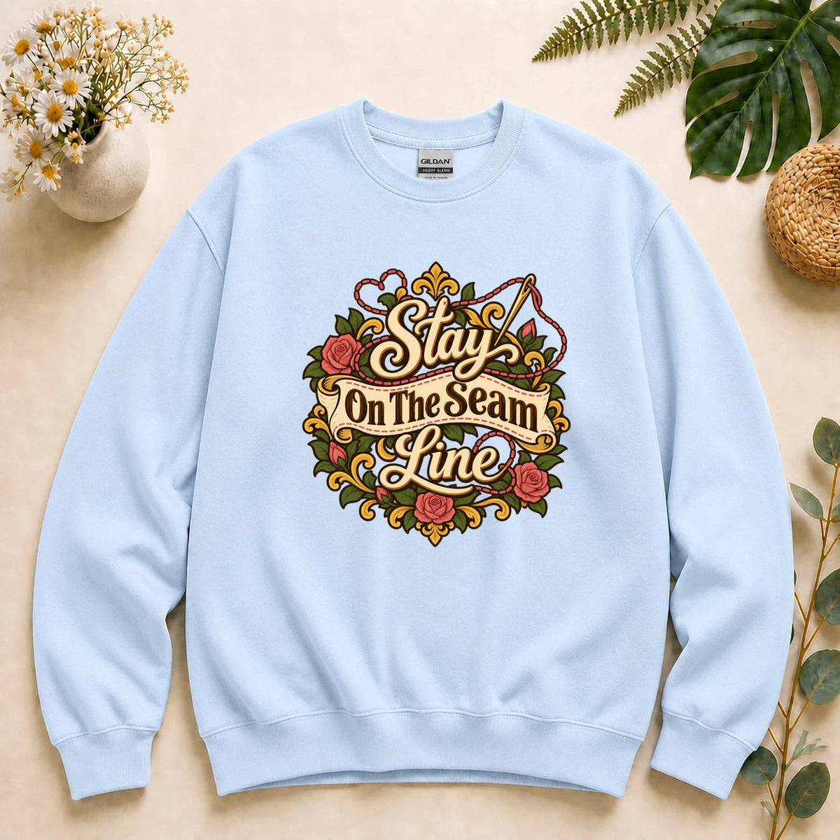 Stay On The Seam Line Shirt, Funny Sewing Tee, Sewing Machine Lover Gift, Seamstress Shirt, Quilter Gift Sweatshirt