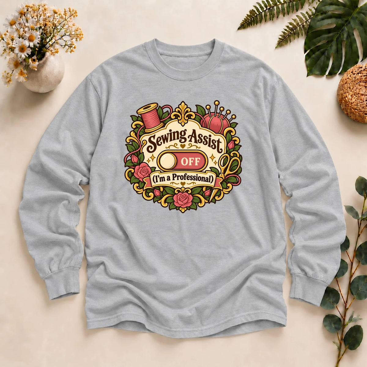 Sewing Assist Off Shirt, Cozy Gamer Sewing Tee, Funny Seamstress Gift, Professional Sewist Shirt, Gamer Girl Gift Long Sleeve T-Shirt